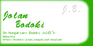 jolan bodoki business card